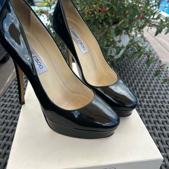 Jimmy Choo Cosmic 120 mm Black Patent Leather Heels Size 37 - Picture 6 of 12